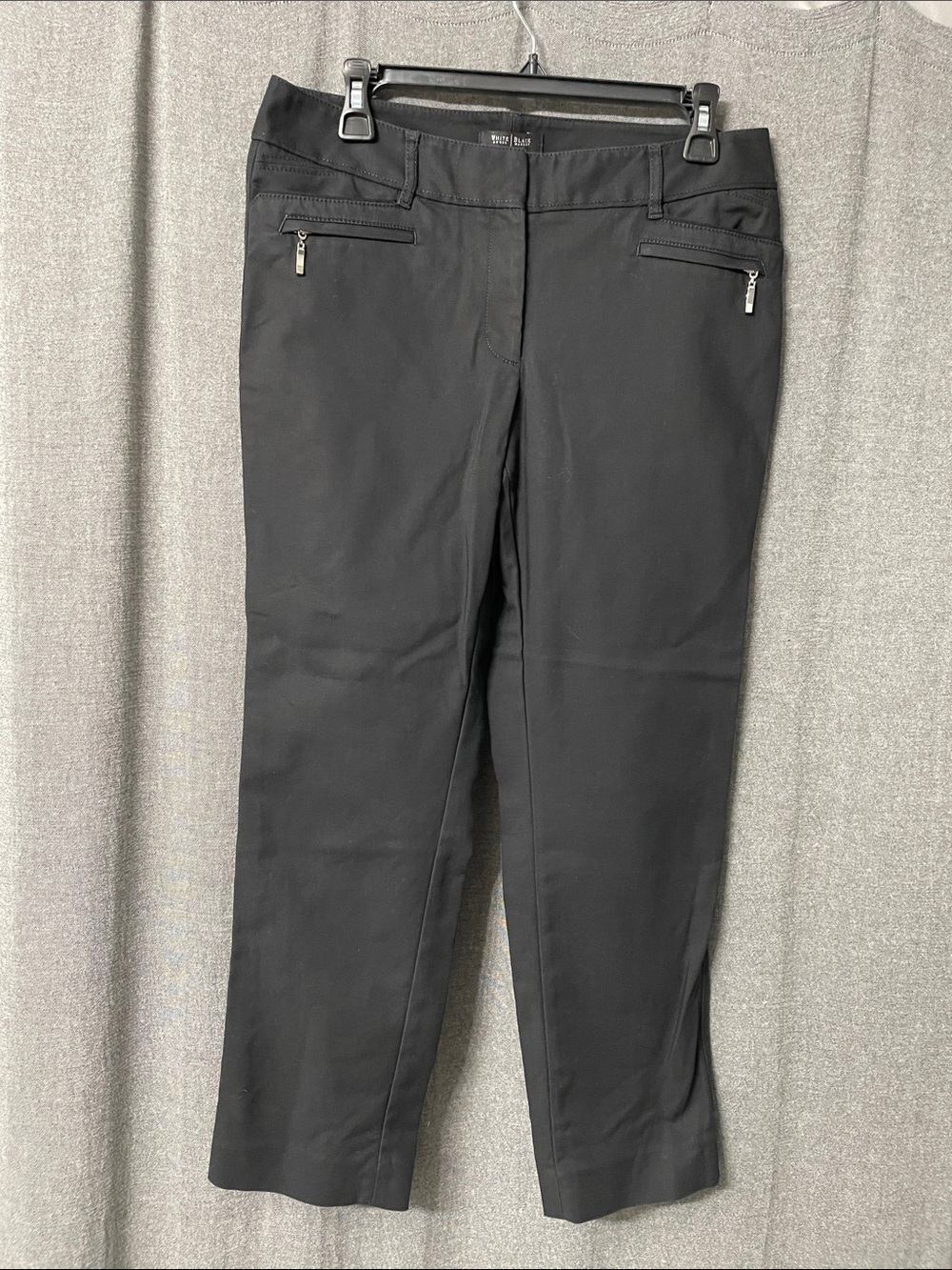 Black Stretch Ankle Dress Pants with Front Zip Pockets